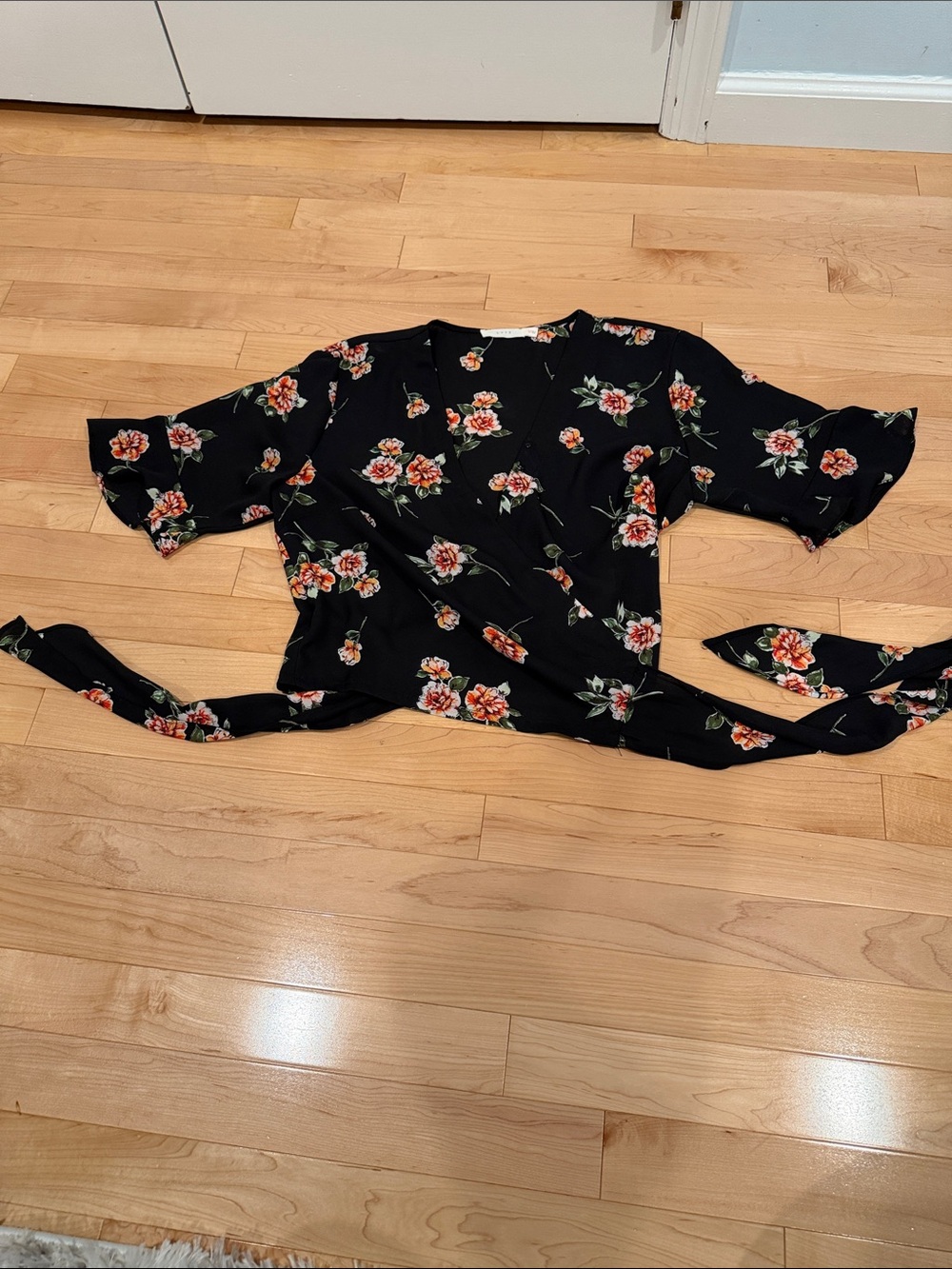 Lush XS Floral Wrap Blouse